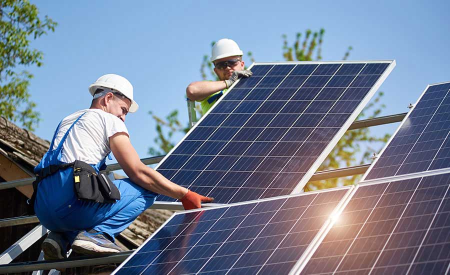 fixing the rooftop solar panels 
